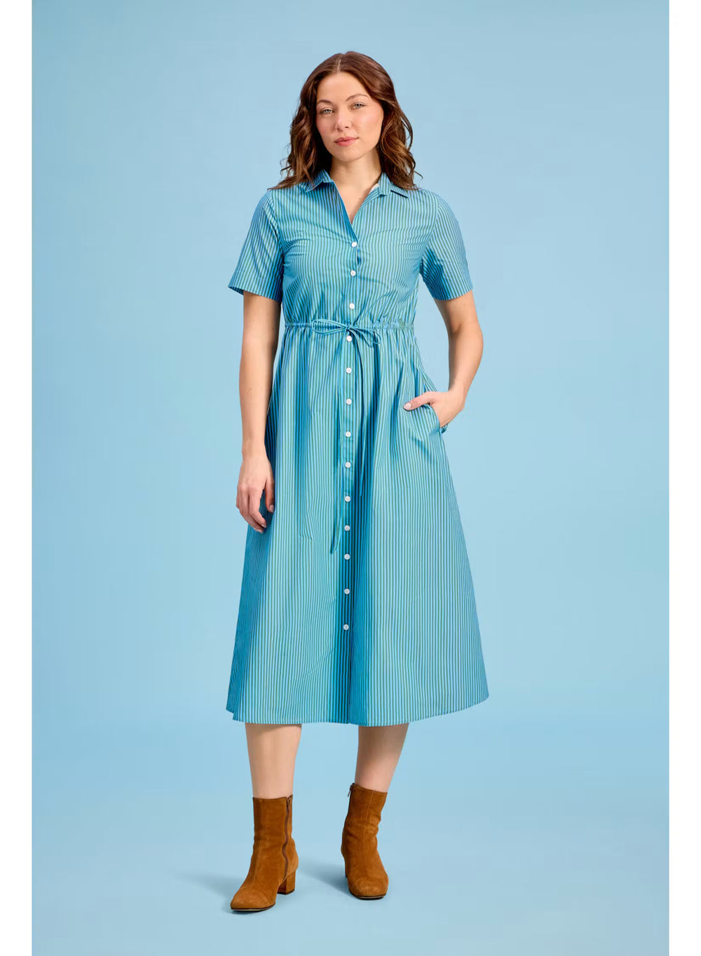 Sutton Dress - Cedar Pinestripe Womens Dress Livro 