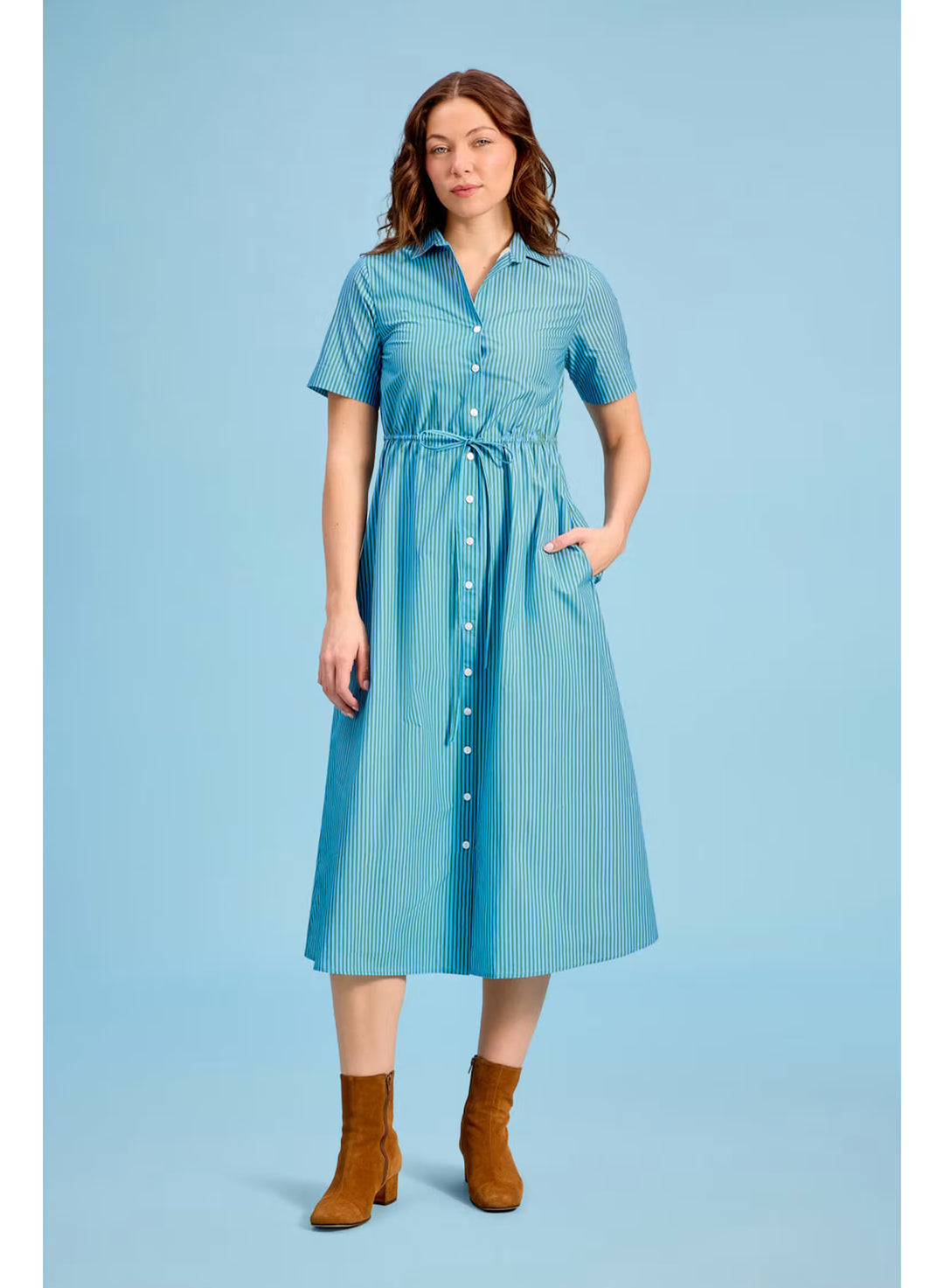 Sutton Dress - Cedar Pinestripe Womens Dress Livro 