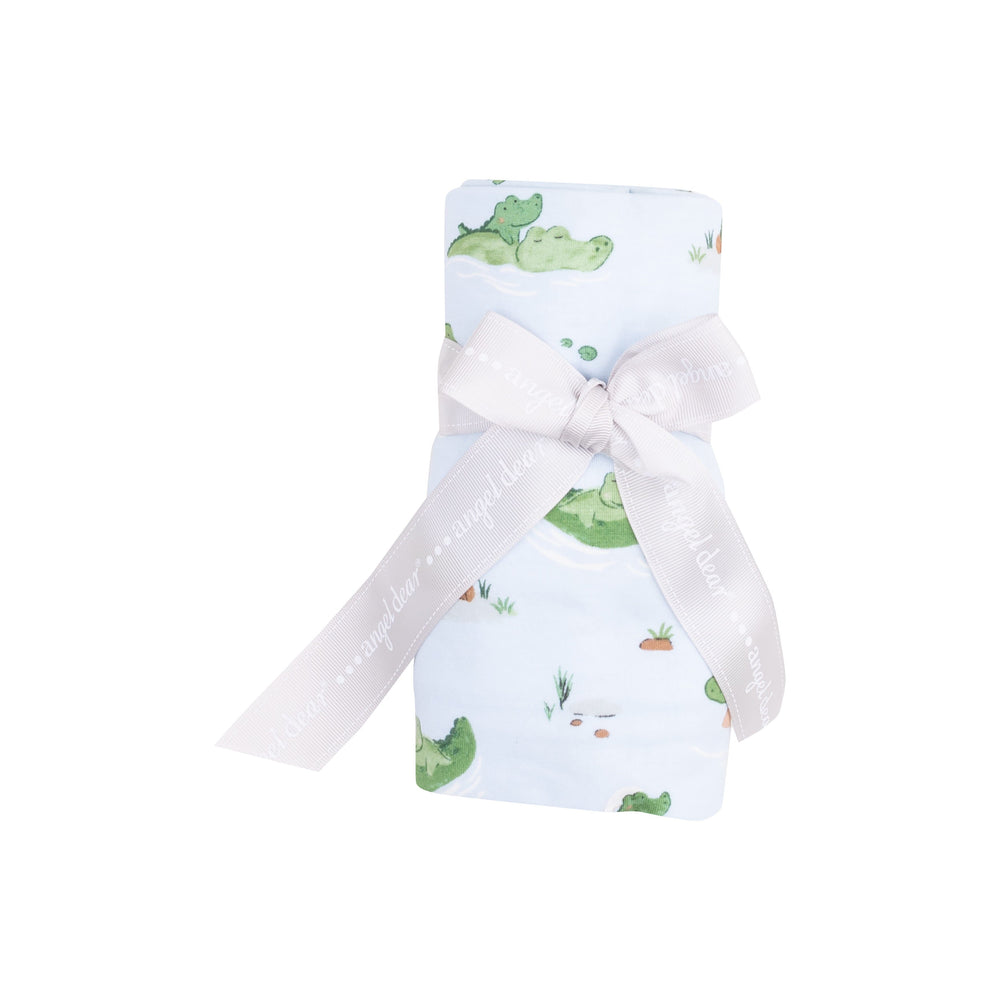 Swaddle Blanket - Alligator Blue Baby Blanket Angel Dear 