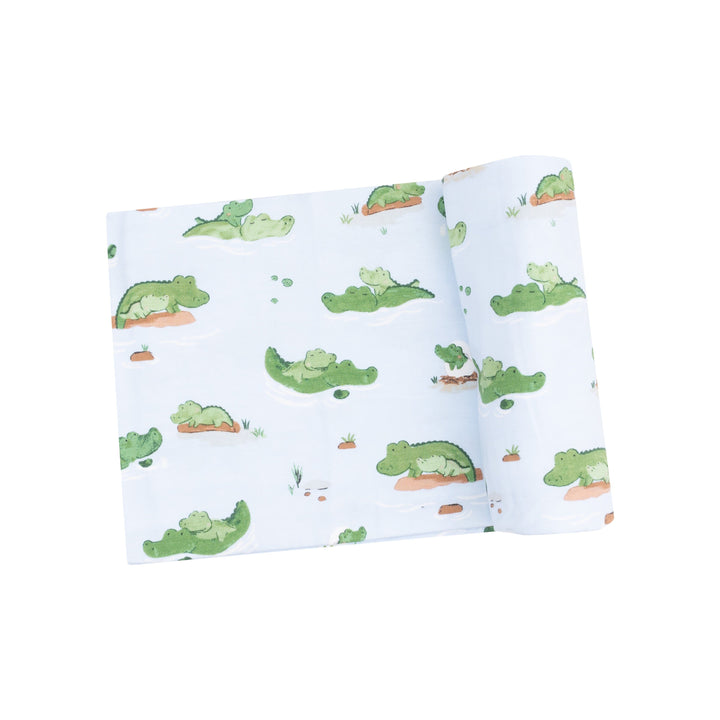 Swaddle Blanket - Alligator Blue Baby Blanket Angel Dear 