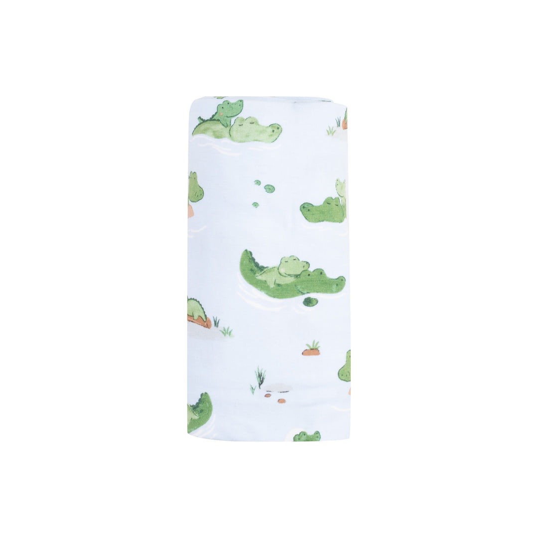 Swaddle Blanket - Alligator Blue Baby Blanket Angel Dear 