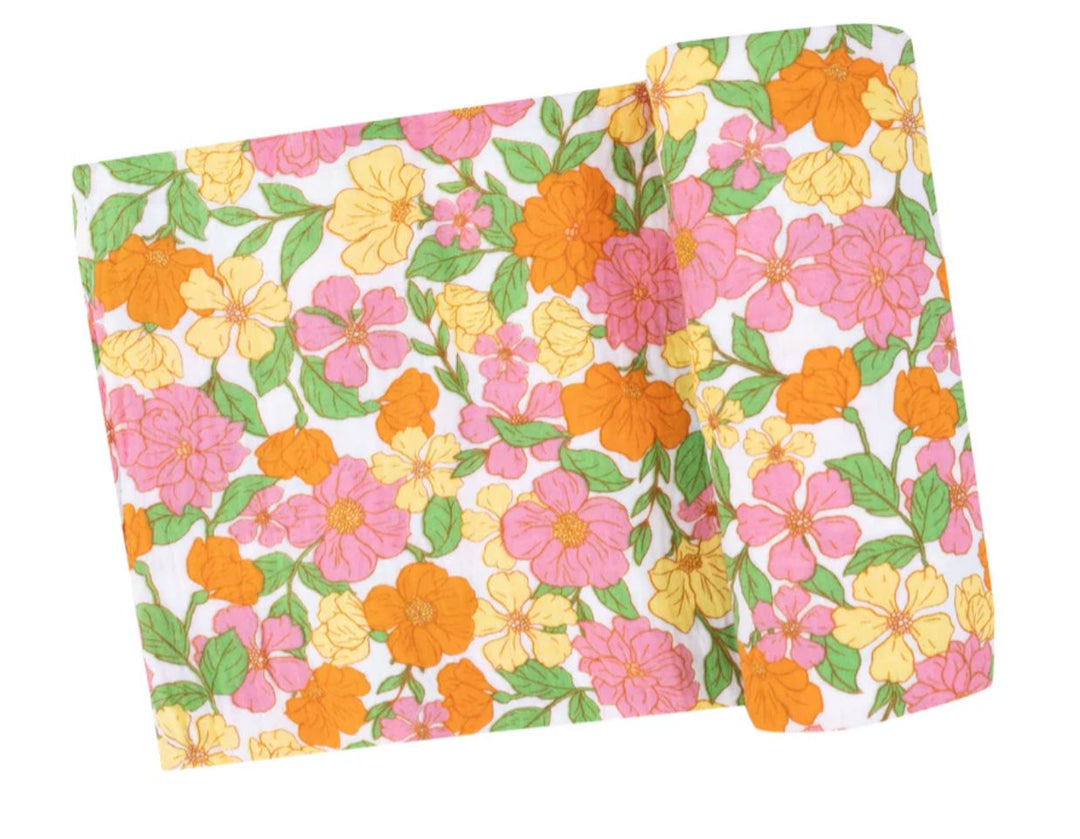 Swaddle Blanket - Botanical Retro Floral Baby Blanket Angel Dear 