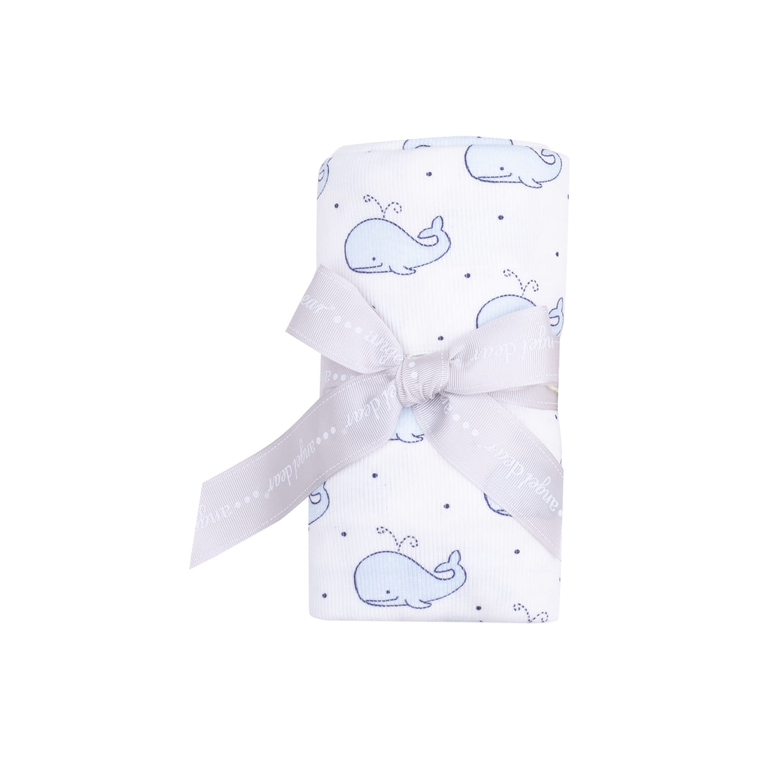 Swaddle Blanket - Bubbly Blue Whale Baby Blanket Angel Dear 