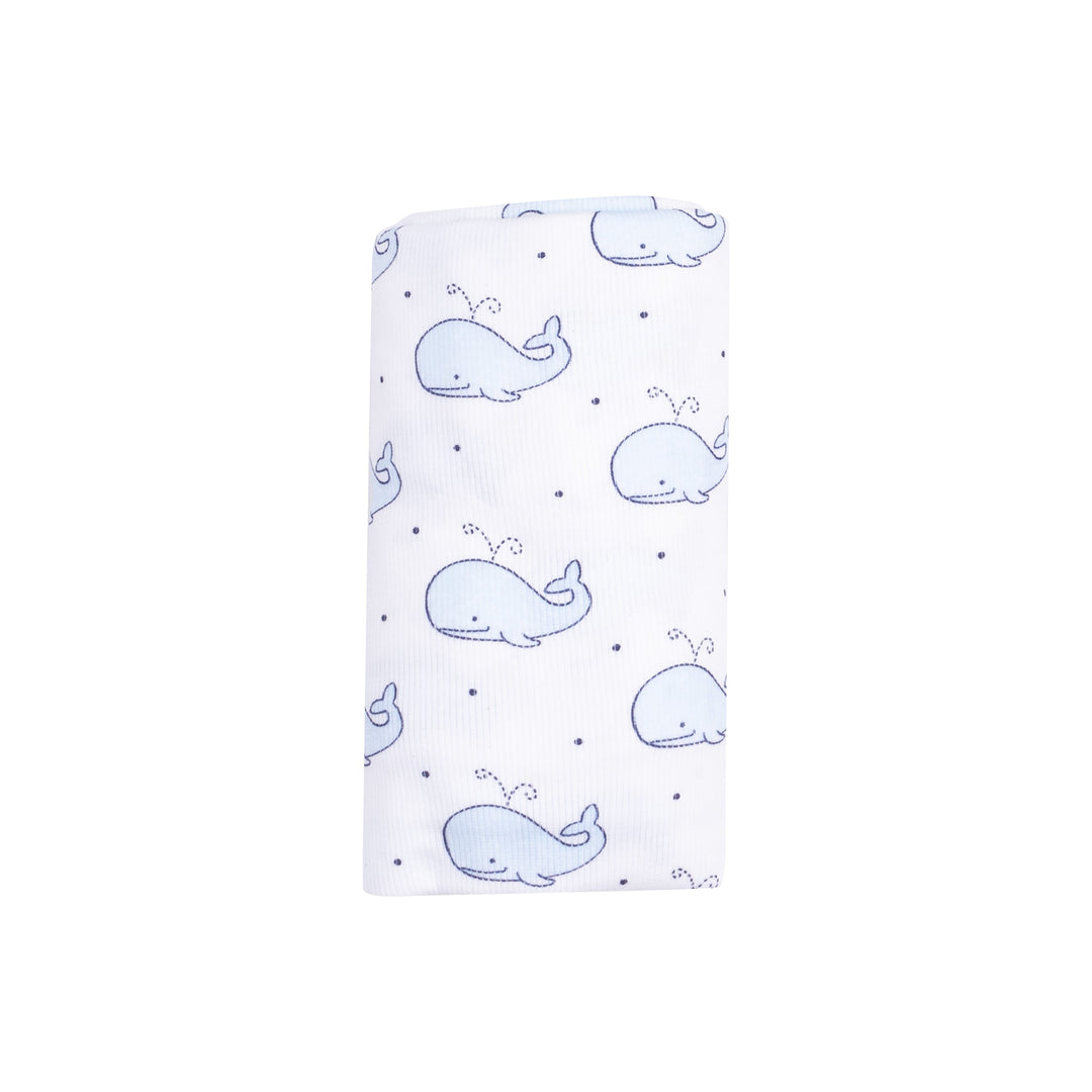 Swaddle Blanket - Bubbly Blue Whale Baby Blanket Angel Dear 