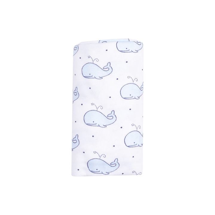 Swaddle Blanket - Bubbly Blue Whale Baby Blanket Angel Dear 