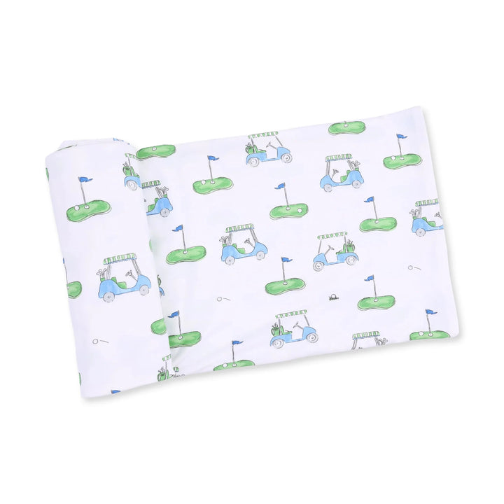 Swaddle Blanket - Golf Carts Blue Baby Blanket Angel Dear 