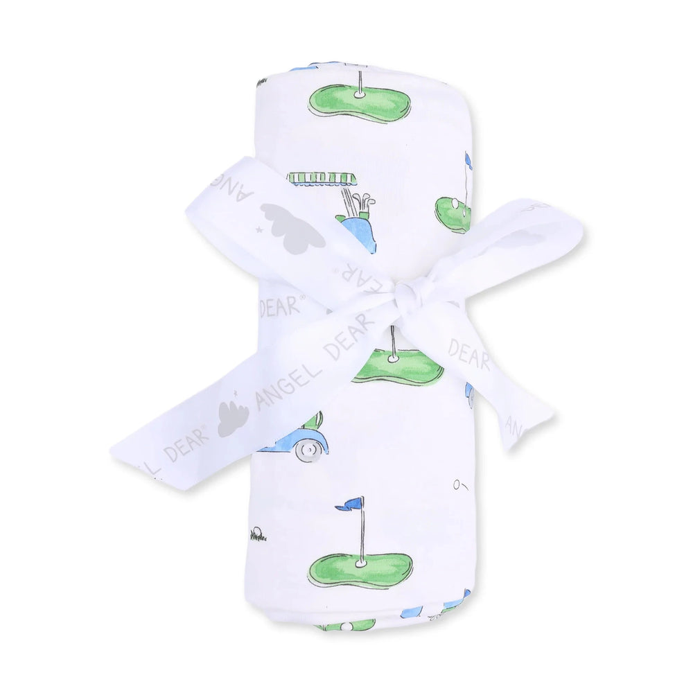Swaddle Blanket - Golf Carts Blue Baby Blanket Angel Dear 