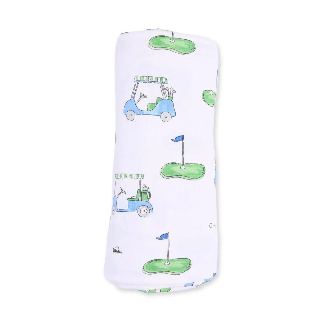 Swaddle Blanket - Golf Carts Blue Baby Blanket Angel Dear 