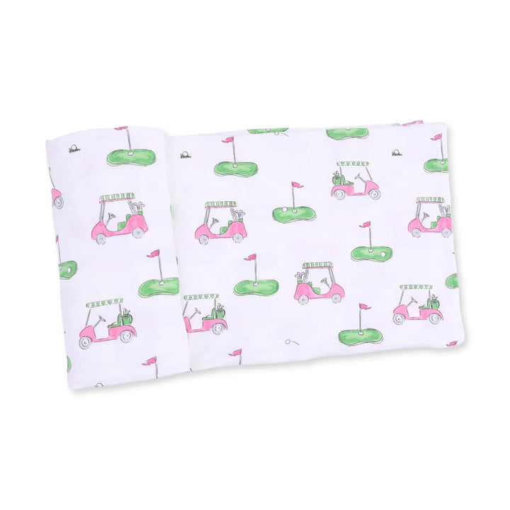Swaddle Blanket - Golf Carts Pink Baby Blanket Angel Dear 