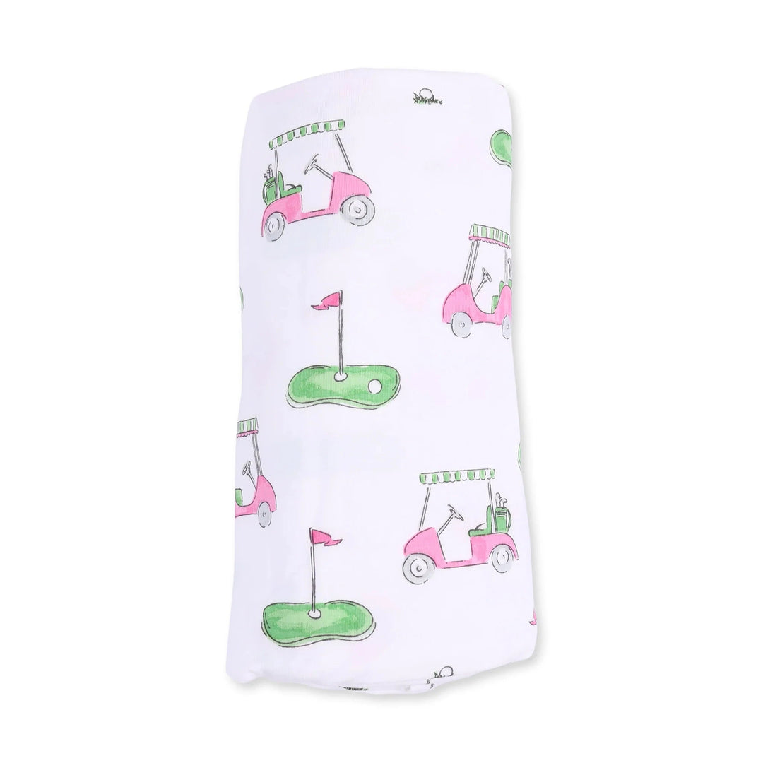 Swaddle Blanket - Golf Carts Pink Baby Blanket Angel Dear 