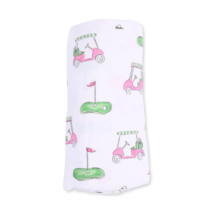 Swaddle Blanket - Golf Carts Pink Baby Blanket Angel Dear 