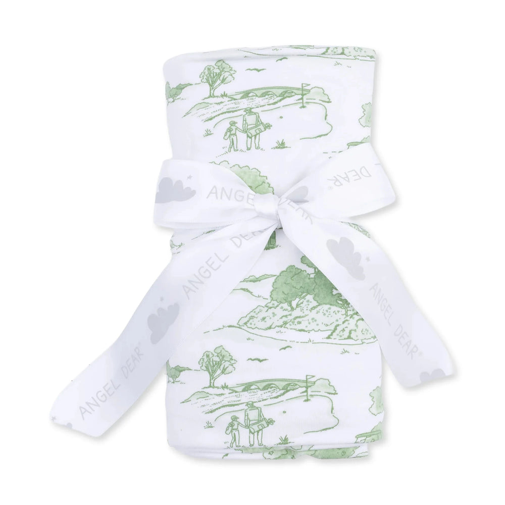 Swaddle Blanket - Golf Toile Green Baby Blanket Angel Dear 