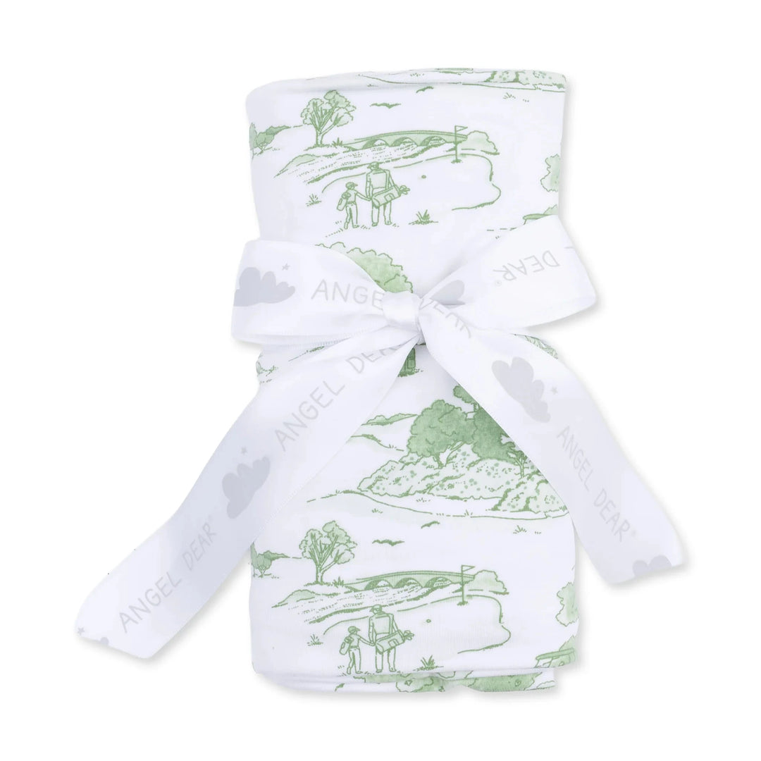 Swaddle Blanket - Golf Toile Green Baby Blanket Angel Dear 