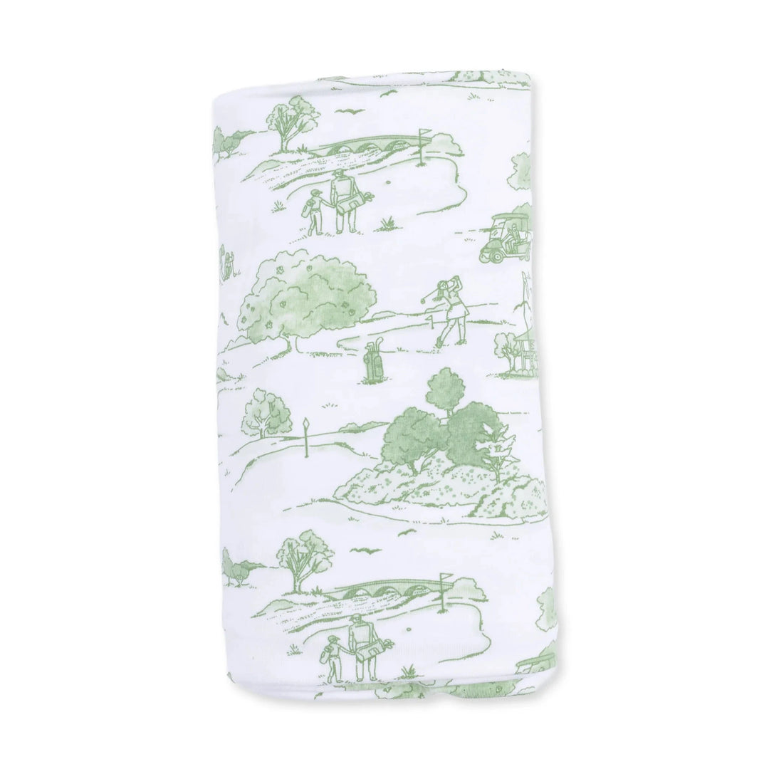 Swaddle Blanket - Golf Toile Green Baby Blanket Angel Dear 
