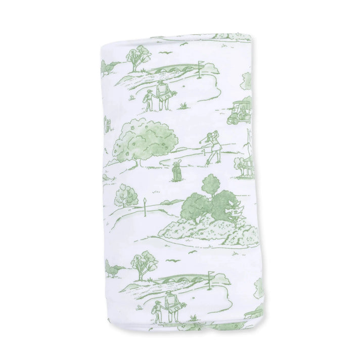Swaddle Blanket - Golf Toile Green Baby Blanket Angel Dear 