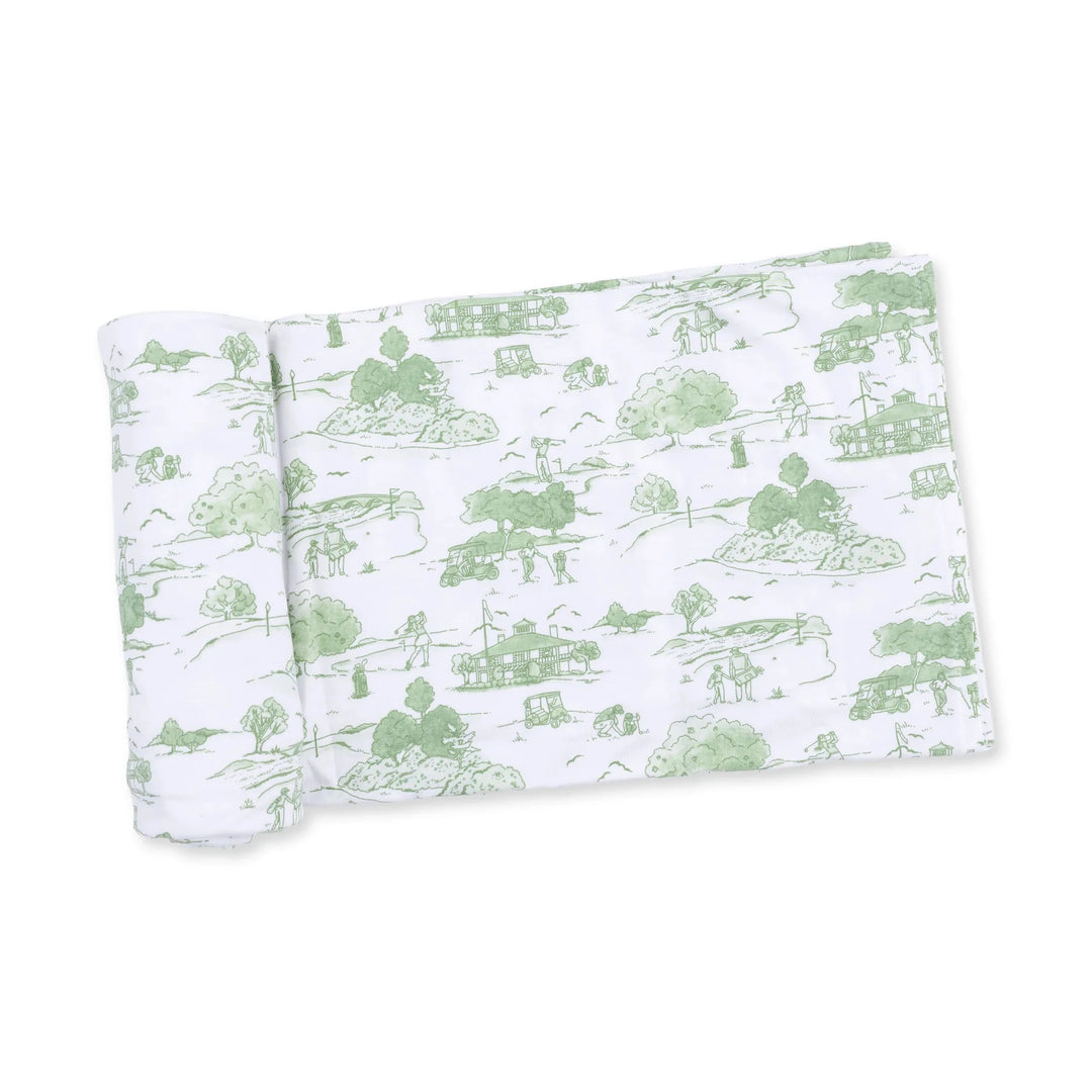 Swaddle Blanket - Golf Toile Green Baby Blanket Angel Dear 