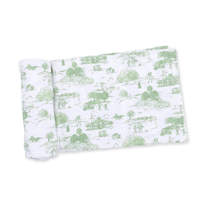 Swaddle Blanket - Golf Toile Green Baby Blanket Angel Dear 