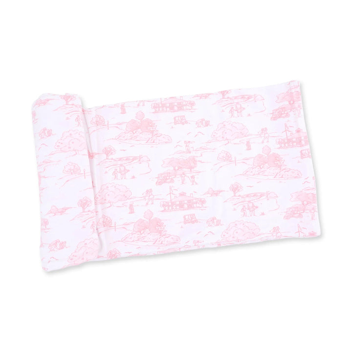 Swaddle Blanket - Golf Toile Pink Baby Blanket Angel Dear 