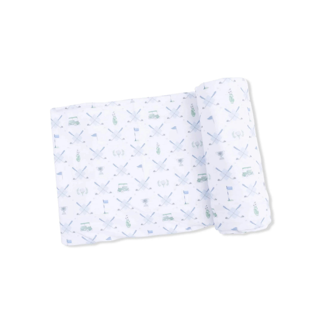 Swaddle Blanket - Golf Trellis Blue Baby Blanket Angel Dear 