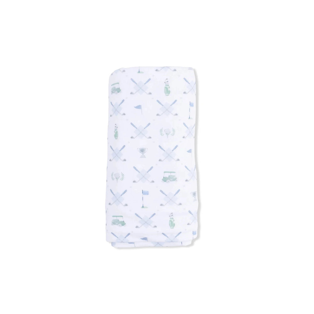 Swaddle Blanket - Golf Trellis Blue Baby Blanket Angel Dear 