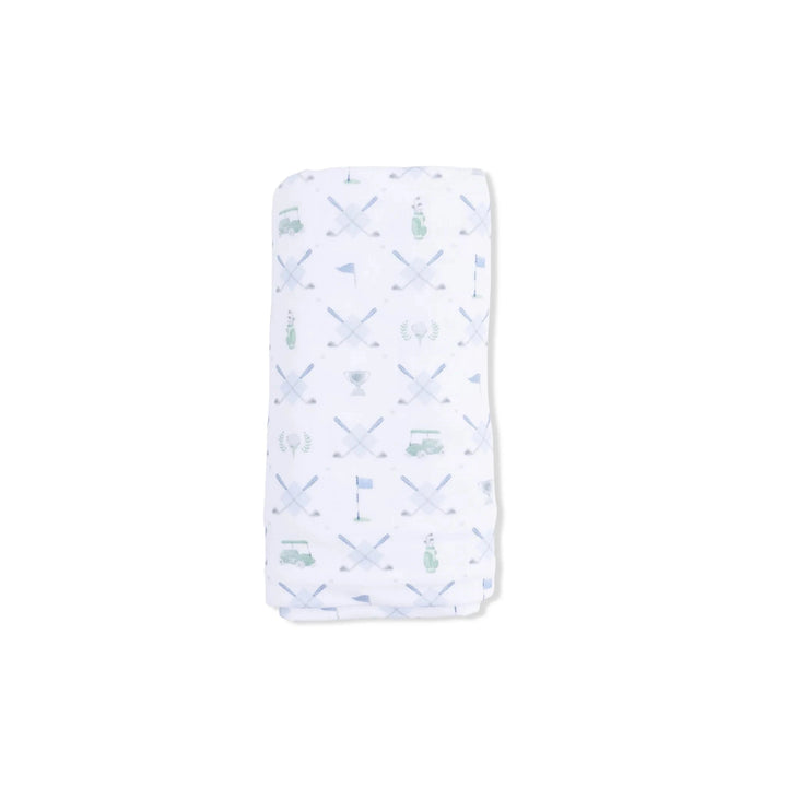 Swaddle Blanket - Golf Trellis Blue Baby Blanket Angel Dear 