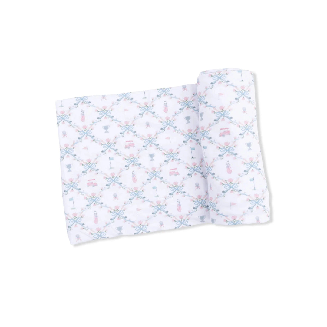 Swaddle Blanket - Golf Trellis Pink Baby Blanket Angel Dear 