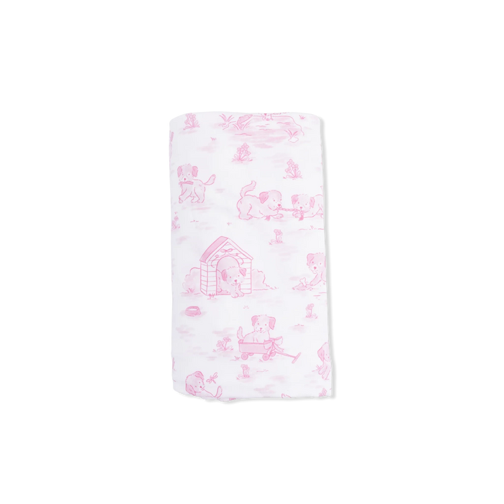 Swaddle Blanket - Puppy Toile Pink Baby Blanket Angel Dear 