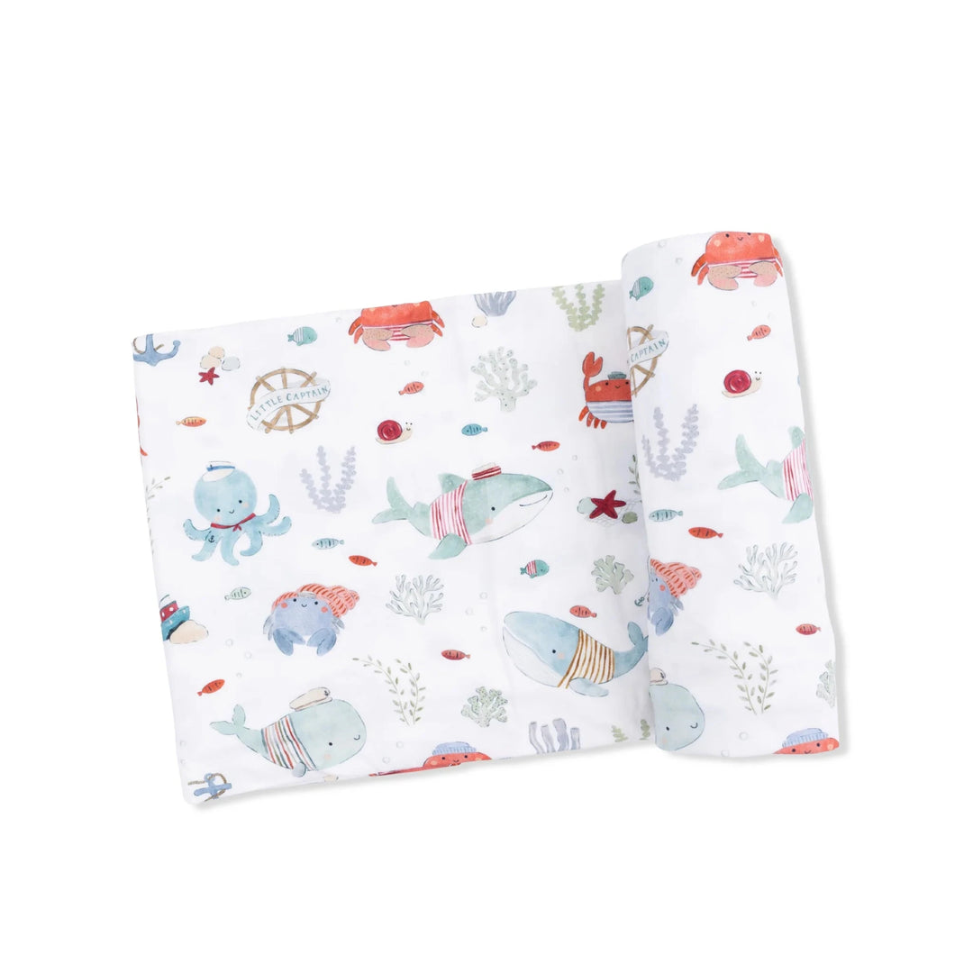 Swaddle Blanket - Sailor Sea Creatures Baby Blanket Angel Dear 