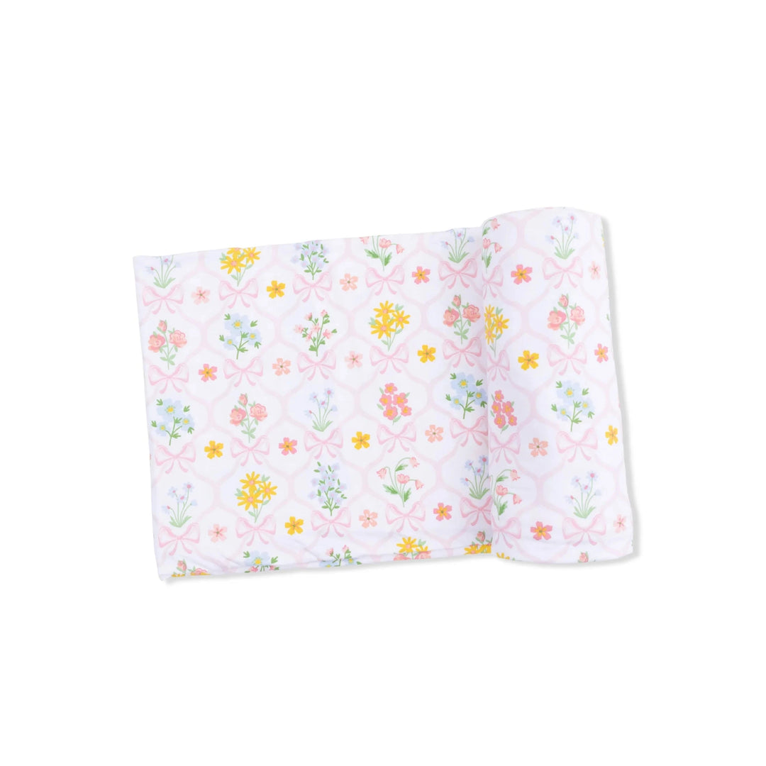 Swaddle Blanket - Spring Blooms Bow Trellis Baby Blanket Angel Dear 