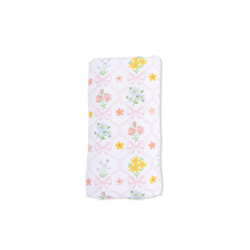 Swaddle Blanket - Spring Blooms Bow Trellis Baby Blanket Angel Dear 