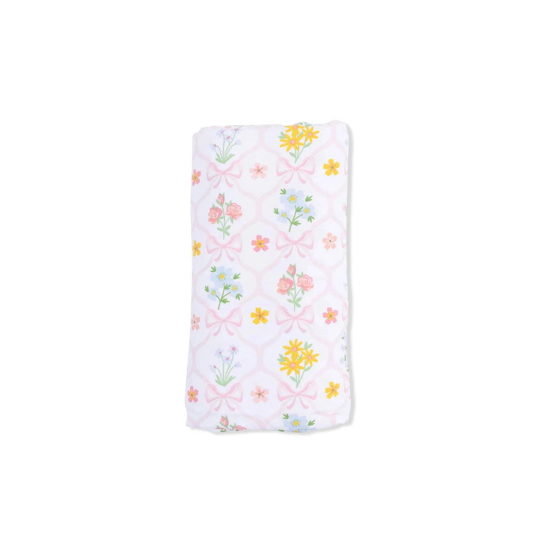 Swaddle Blanket - Spring Blooms Bow Trellis Baby Blanket Angel Dear 