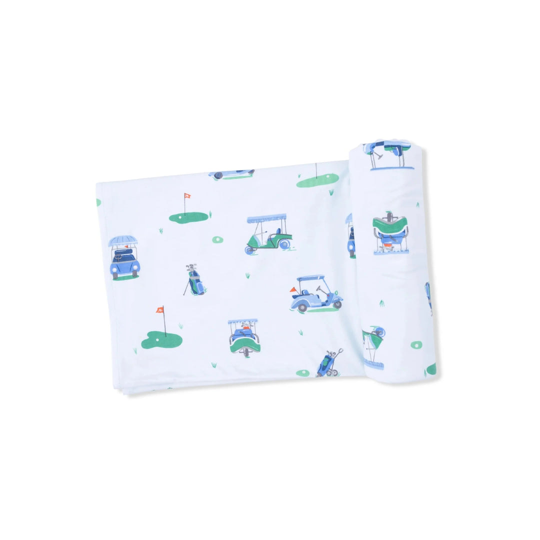 Swaddle Blanket - Vintage Golf Carts Blue Baby Blanket Angel Dear 
