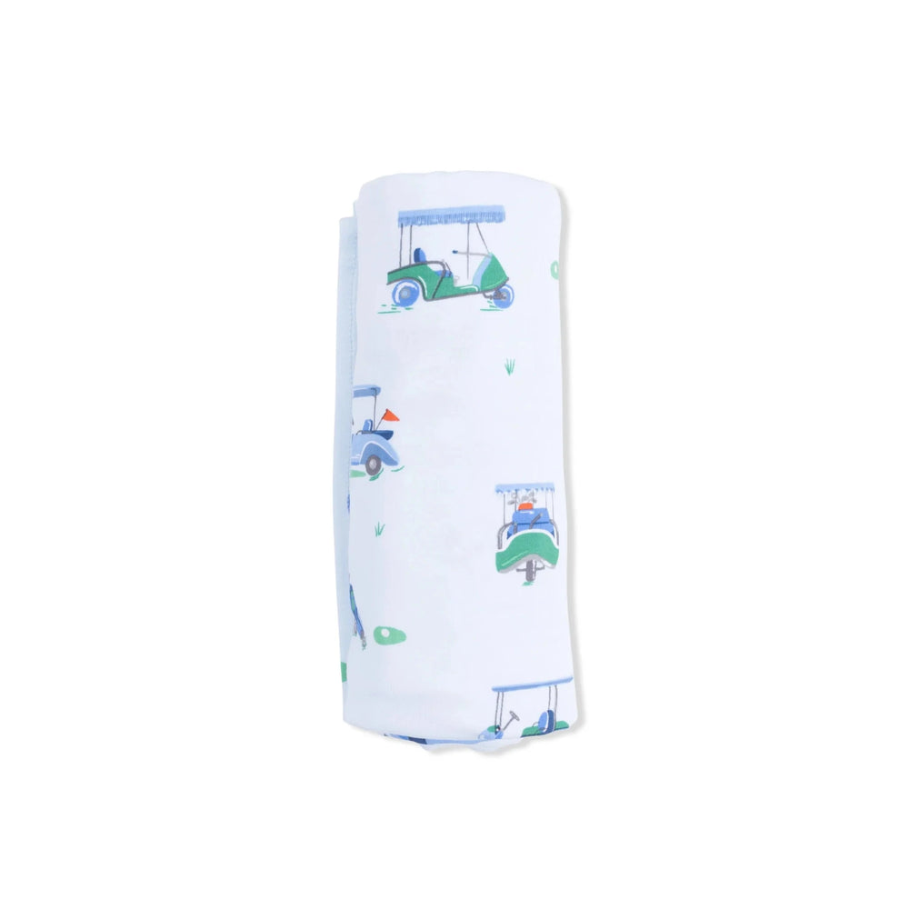 Swaddle Blanket - Vintage Golf Carts Blue Baby Blanket Angel Dear 