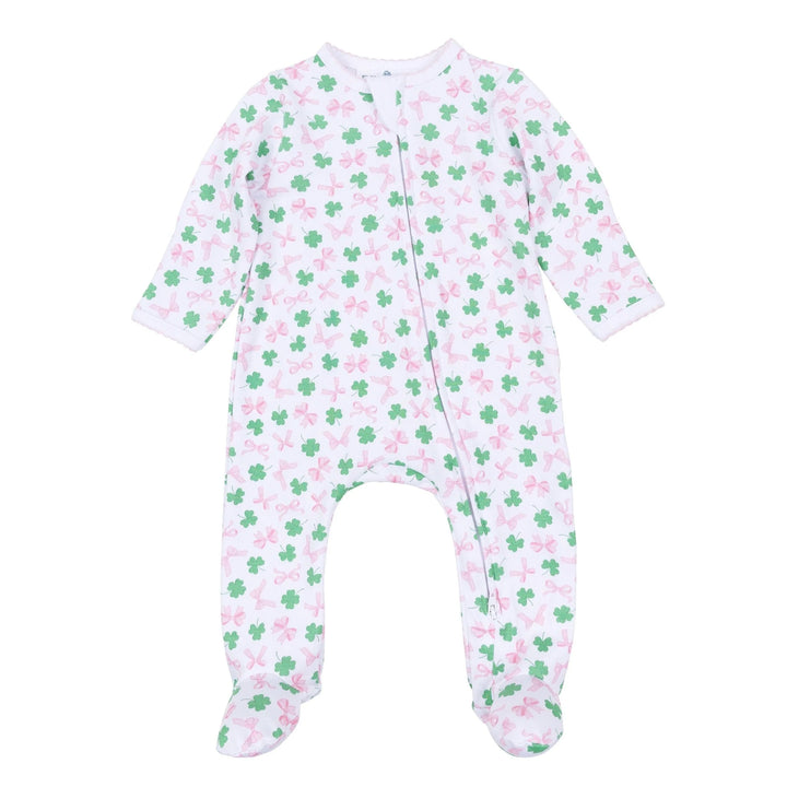 Sweet Clover Print Zip Footie