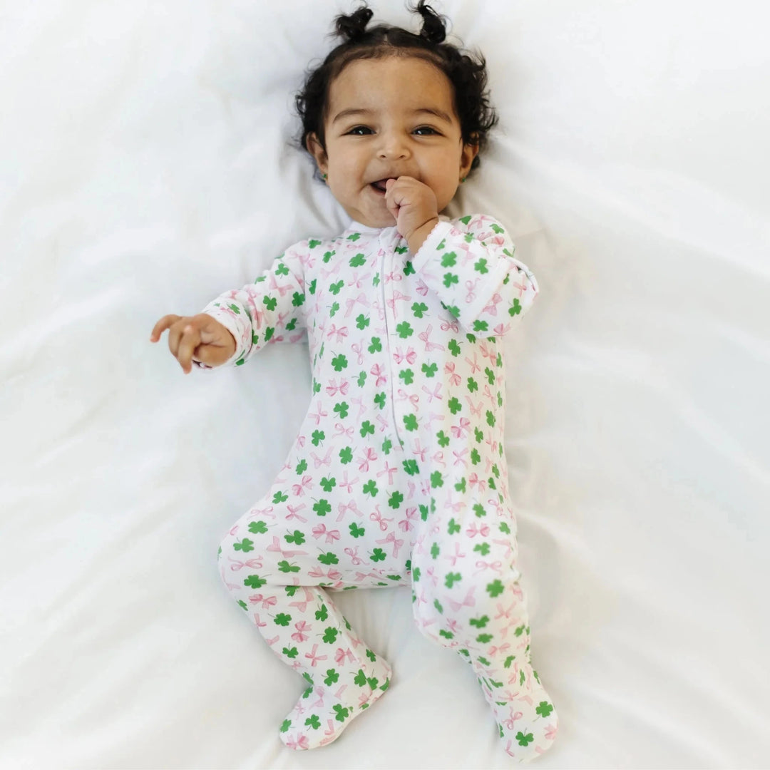 Sweet Clover Print Zip Footie Girl Footie Magnolia Baby 