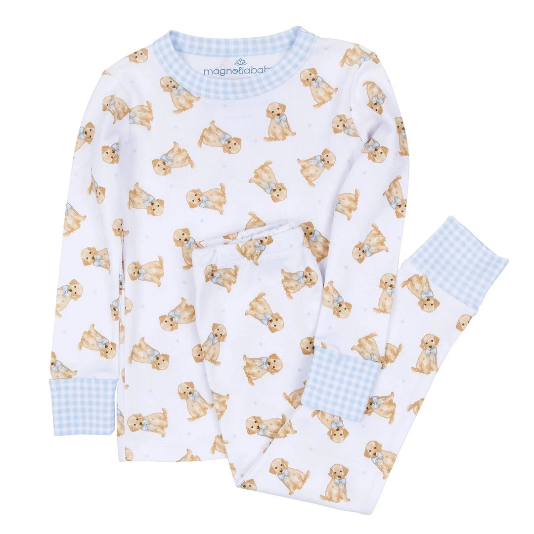 Sweet Golden Long Pajamas - Light Blue Boy Pajamas Magnolia Baby 