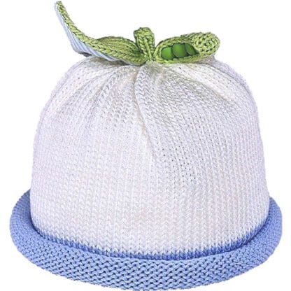 Sweet Pea Knit Caps Baby Hat Margareta Horn Blue Trim 0-3m 