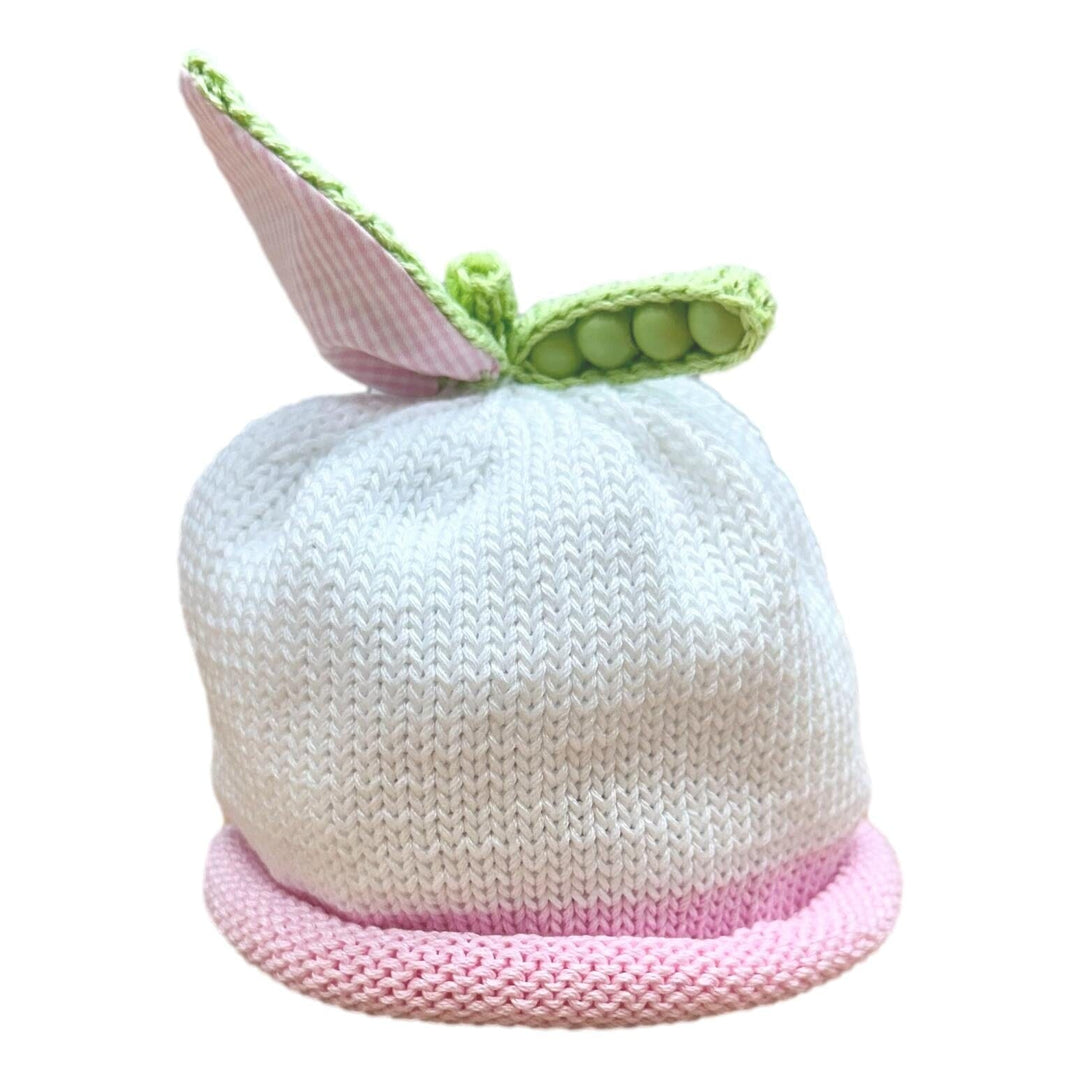 Sweet Pea Knit Caps Baby Hat Margareta Horn Pink Trim 0-3m 