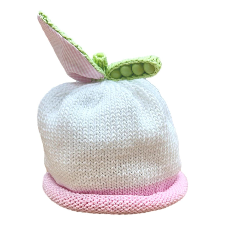 Sweet Pea Knit Caps Baby Hat Margareta Horn Pink Trim 0-3m 
