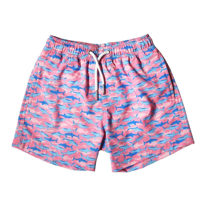 Swim Shorts - Pink Shark Boy Bathing Suit Bermies 