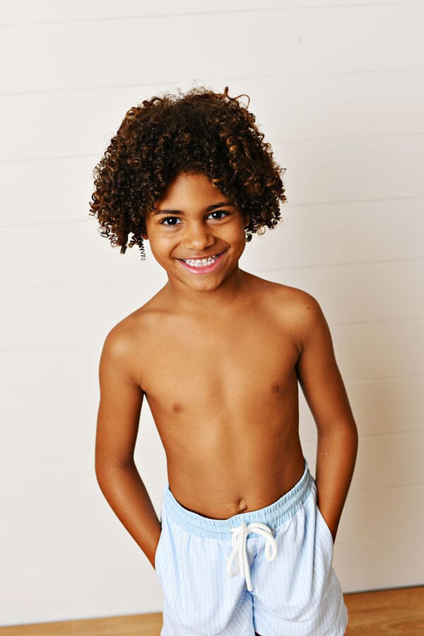 Swim Trunks - Baby Blue Stripes Boy Bathing Suit Swoon Baby 