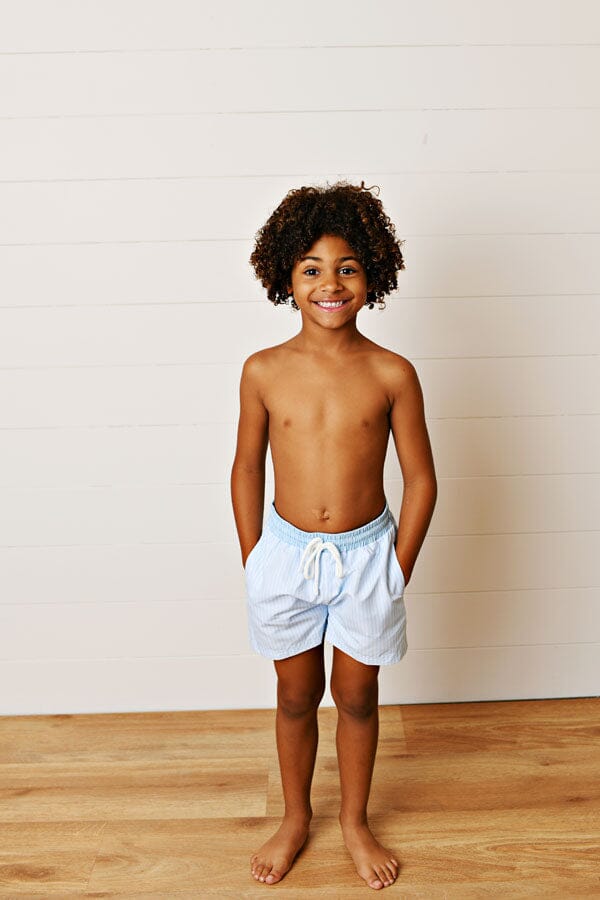 Swim Trunks - Baby Blue Stripes Boy Bathing Suit Swoon Baby 