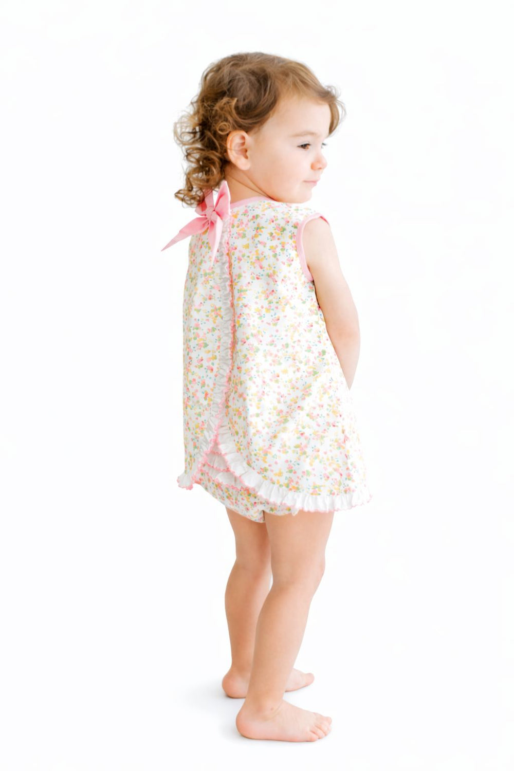 Swing Back Diaper Set - Yellow Floral Girl Dress Terry Tots 