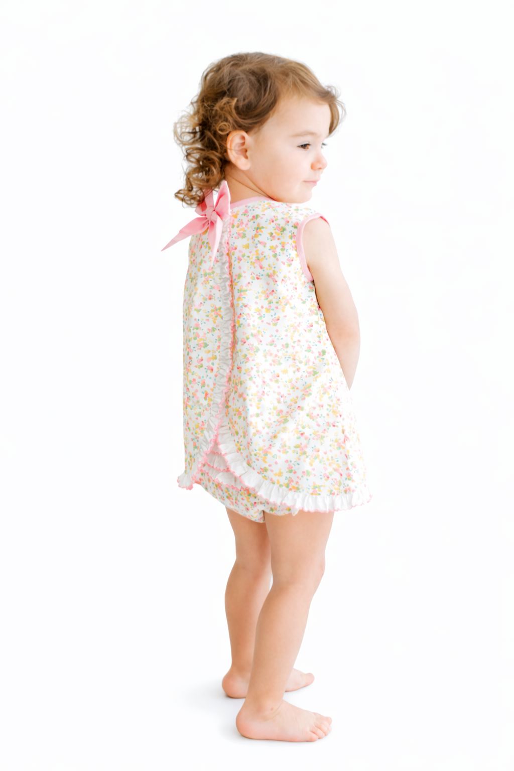 Swing Back Diaper Set - Yellow Floral Girl Dress Terry Tots 