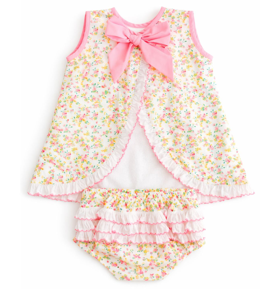 Swing Back Diaper Set - Yellow Floral Girl Dress Terry Tots 