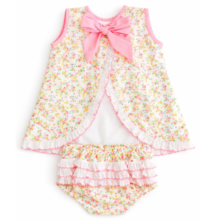 Swing Back Diaper Set - Yellow Floral Girl Dress Terry Tots 