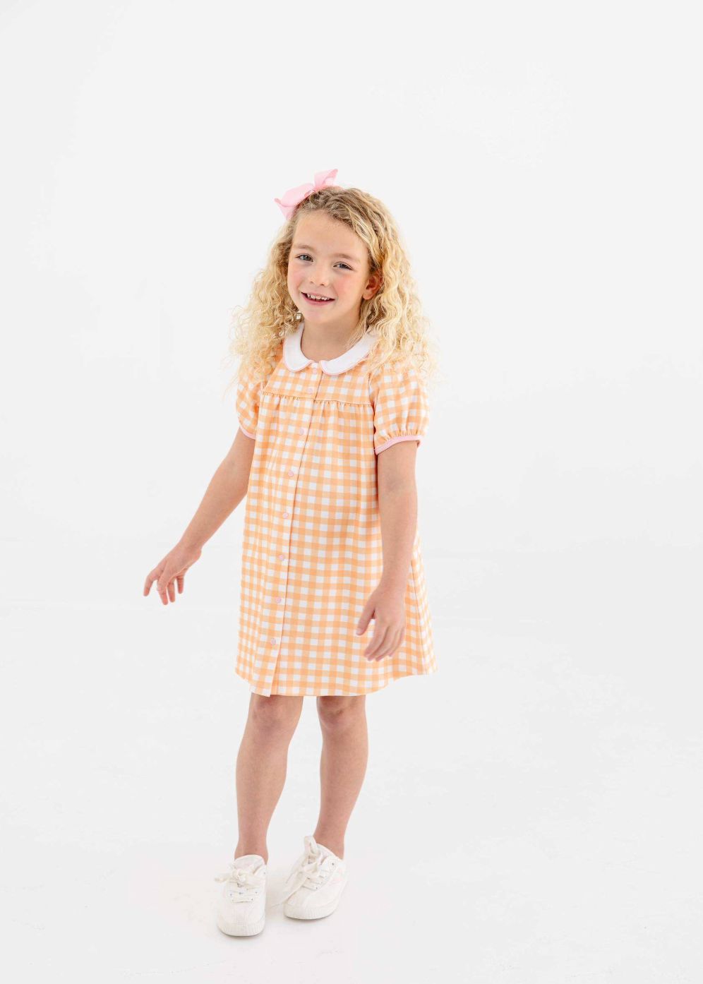 Tabitha Teachers Pet Dress - Seashore Sherbet Gingham Girl Dress Beaufort Bonnet 