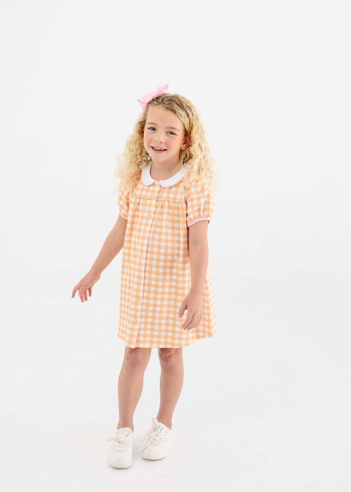 Tabitha Teachers Pet Dress - Seashore Sherbet Gingham Girl Dress Beaufort Bonnet 
