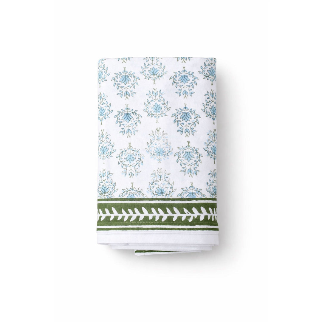 Table Runner- Lotus, Sage & Uniform Blue Table Runner The Mended Company 