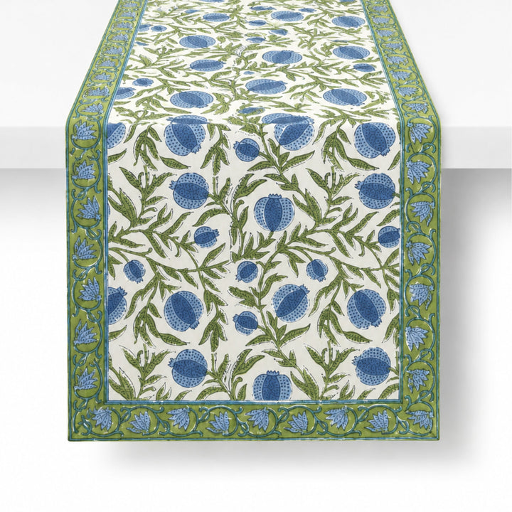 Table Runner - Pomegranate Blue Table Runner Pacific & Rose Textles 